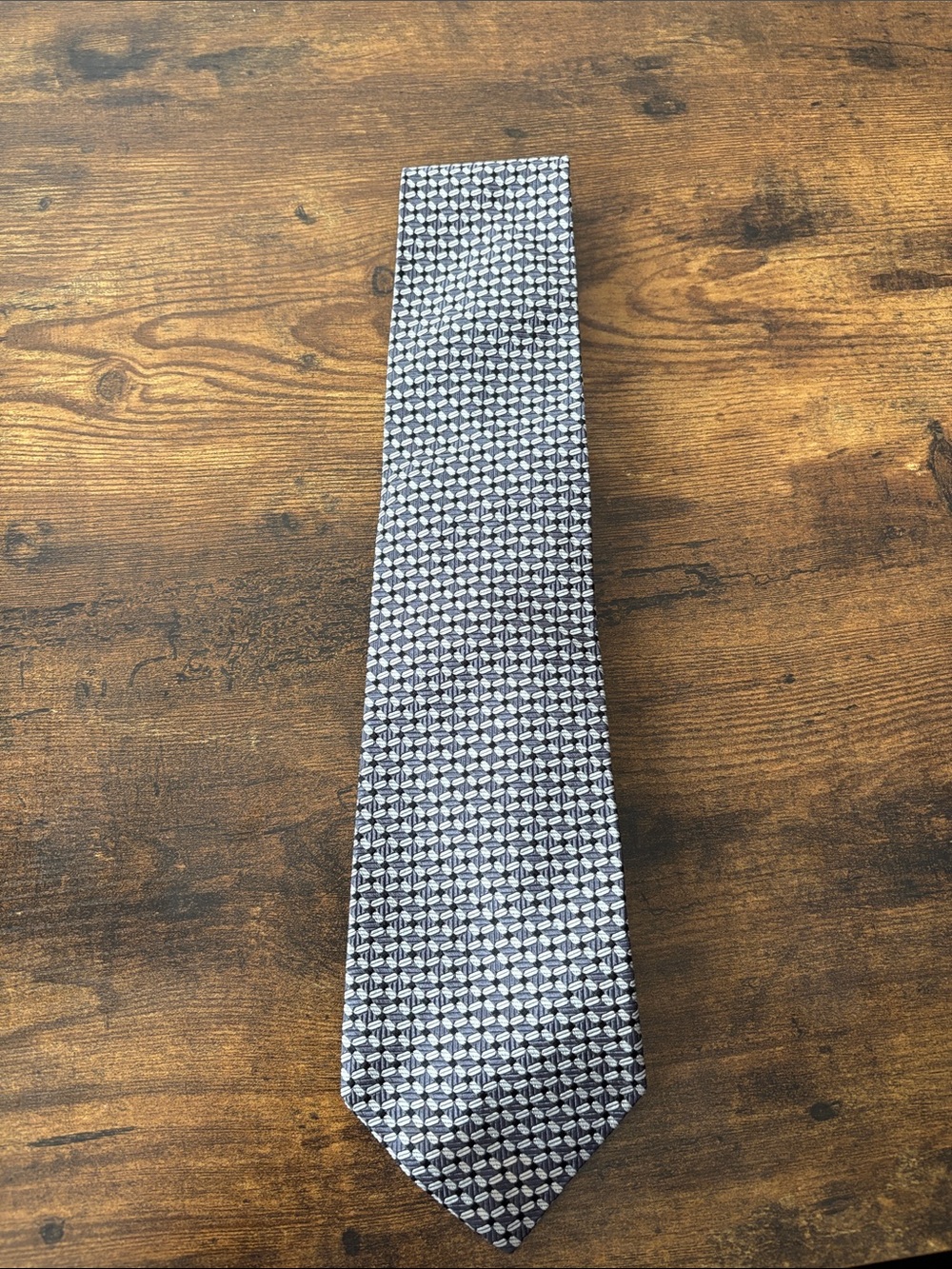 Classic Geometric Navy and White Men's Tie